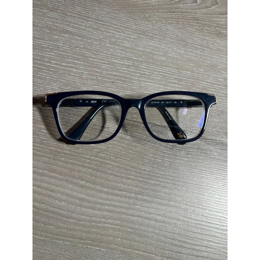Diane von Furstenberg DVF5105 Navy Blue White Rectangular‎ Eyeglass Frames Sleek
